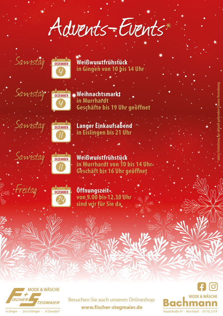 Adventsflyer vom Modehaus Fischer- und Stegmaier