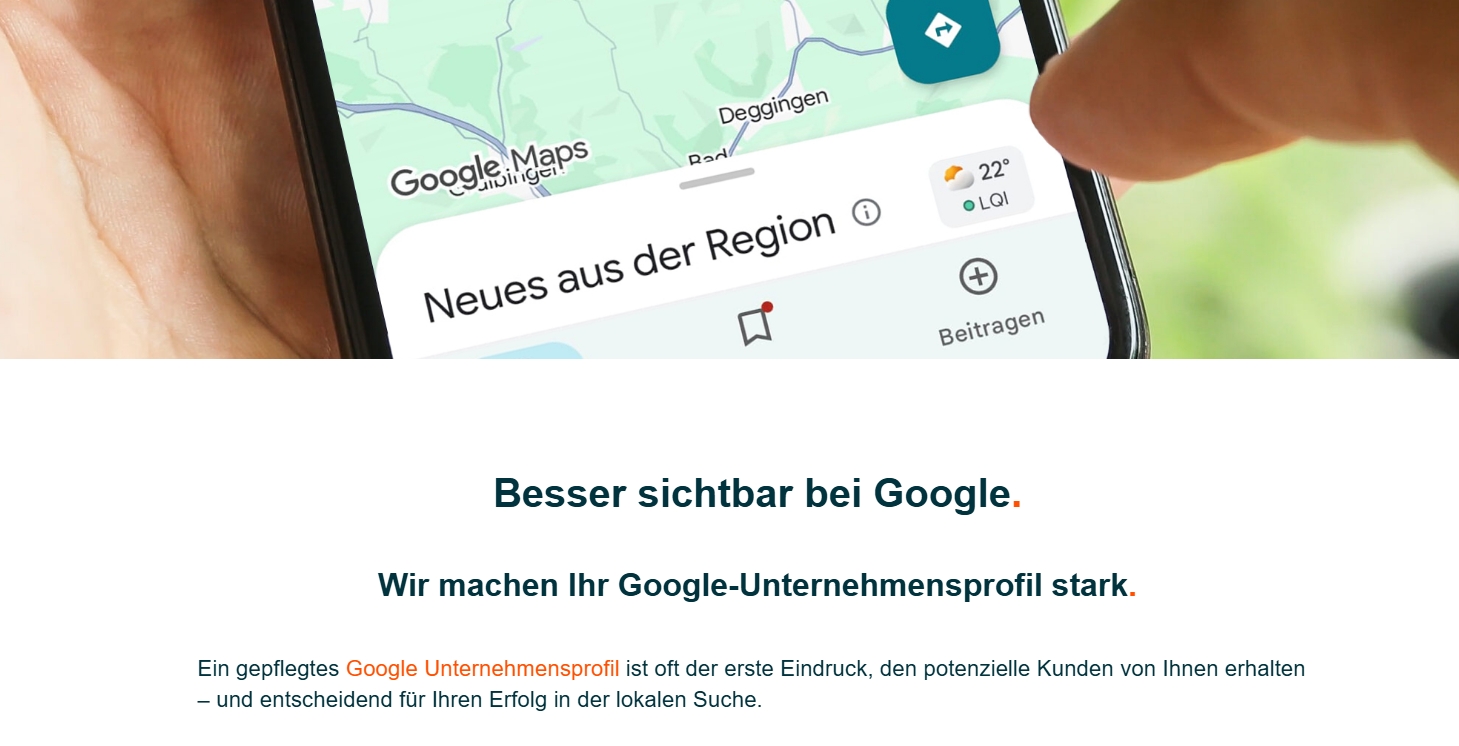 Regiopaket - Smartphone-Ansicht von Google Maps