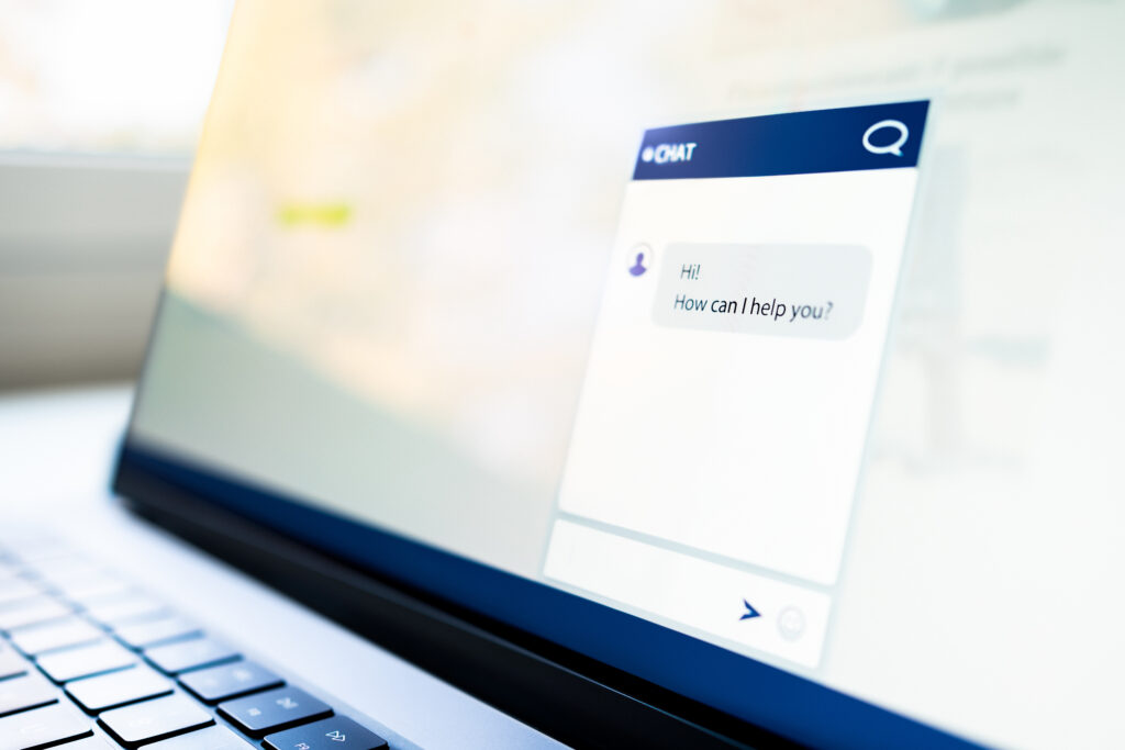 Chatsymbol mit KI - Interaktion im Shop